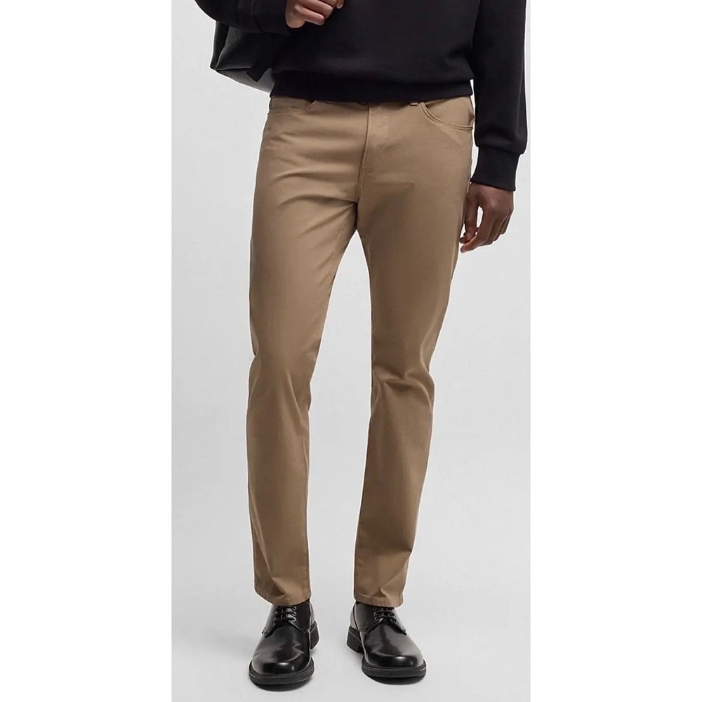 Hugo Boss Delaware Slim Fit Stretch Pants Mens 33/29 Tan Khaki 5-Pocket Trousers